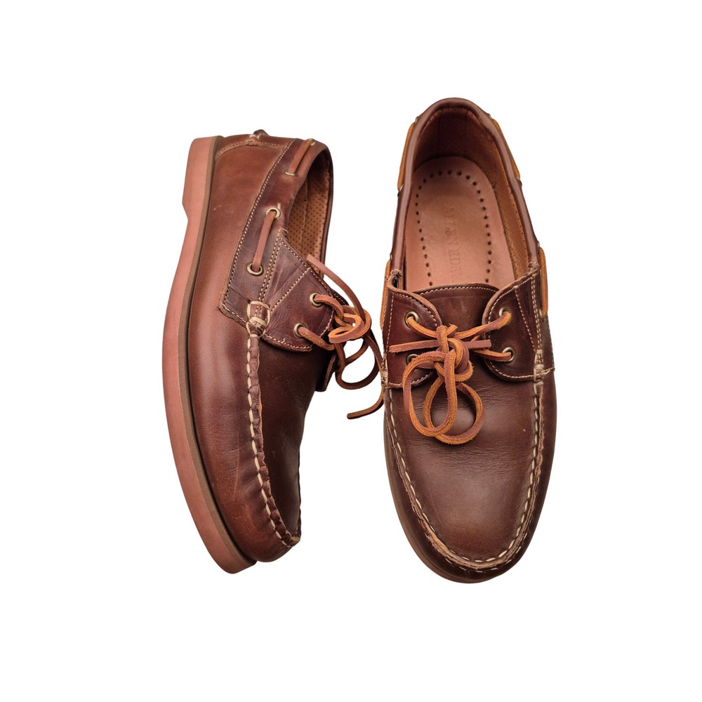 Allen Edmonds Force 10 Tan Brown Leather Boat Shoes Mens Casual Loafers Sz 9 D